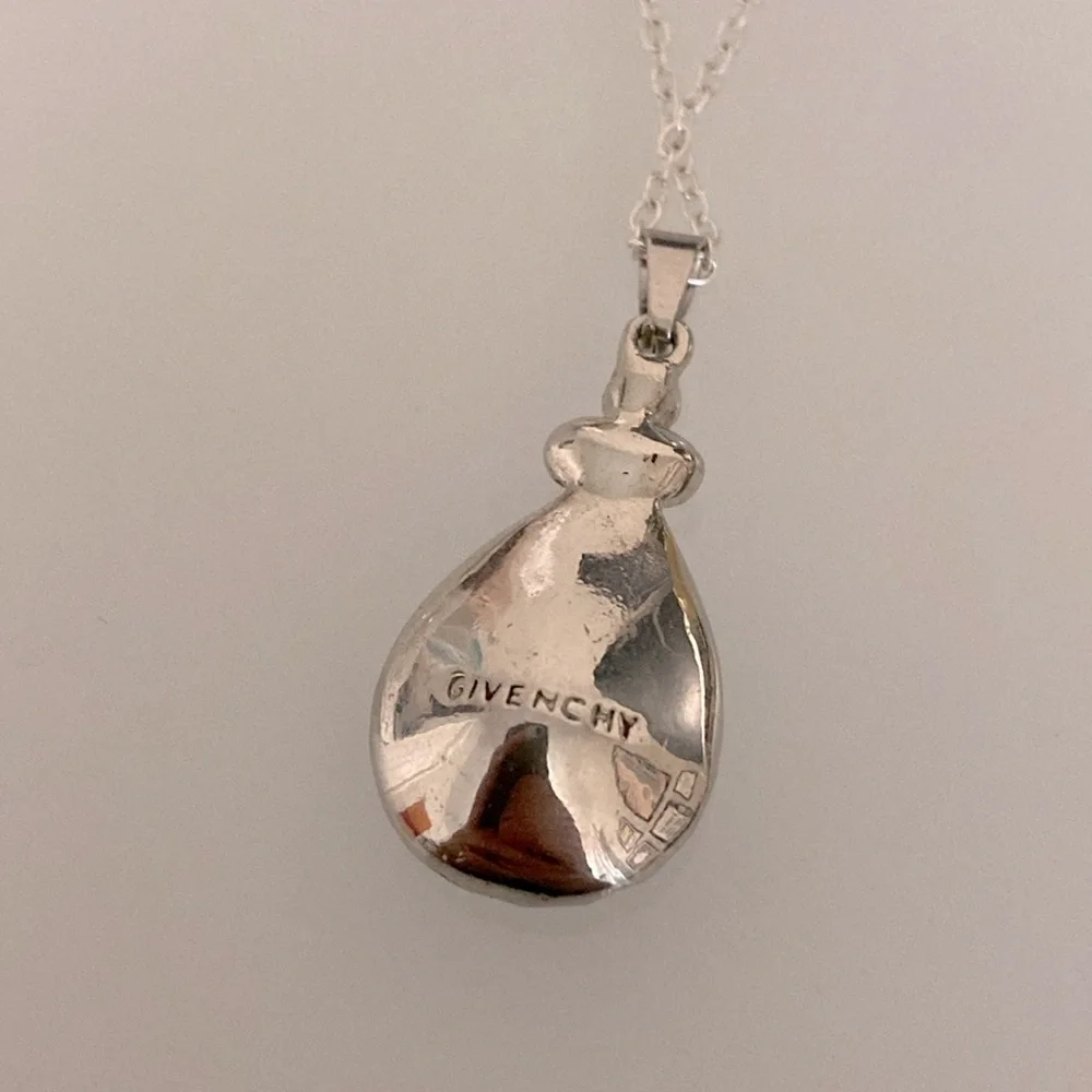Givenchy Silver Necklace with Blue Teardrop Pendant - Picture 3 of 5